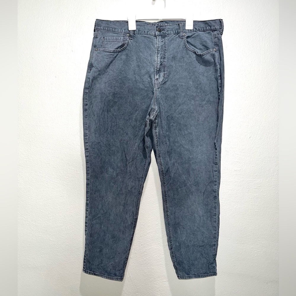 American Eagle Gray corduroy Mom Jeans Women Size 18